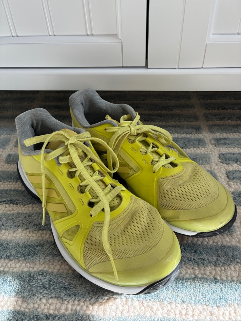 adidas Women's Neon Yellow and Gray Running Sneakers
